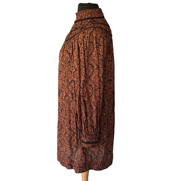 Rebecca Minkoff Jordana Brown Paisley Mock Neck Dress size M - Picture 3 of 12